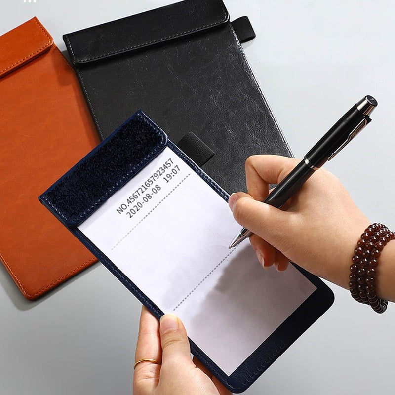 WELLYUK A6 Mini Pocket Clipboard, 7.9" X 3.9" Magnetic PU Notepad Server Pad Menu Holder with Pen Holder File Clip Folder Writing Pad for Business Office Restaurant Hotel - Image 5
